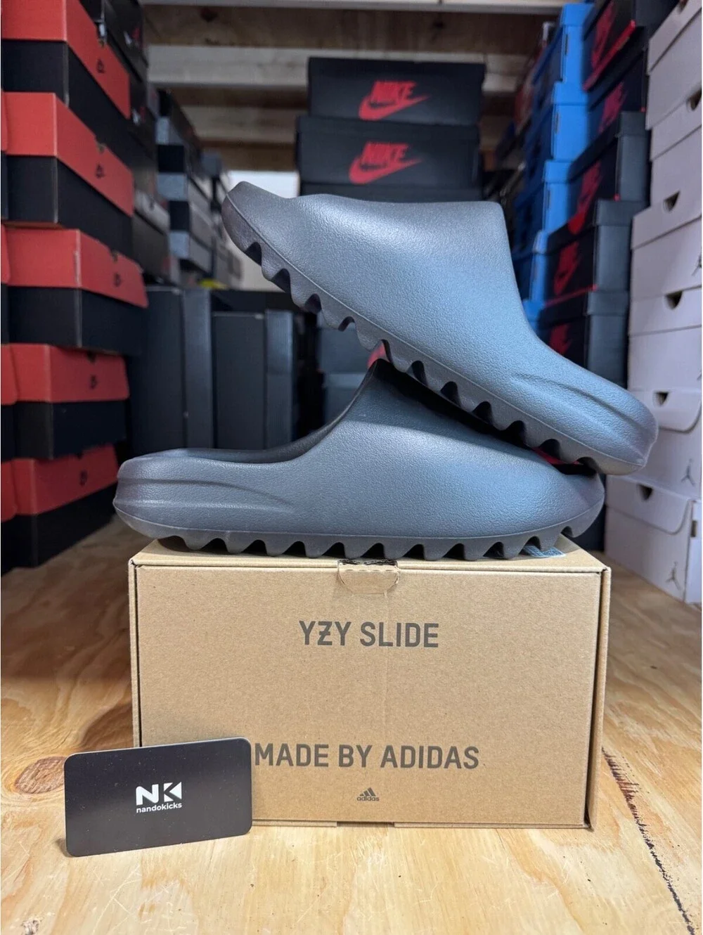 Adidas Yeezy Slides 'Onyx' HQ6448 MENS SIZE 10